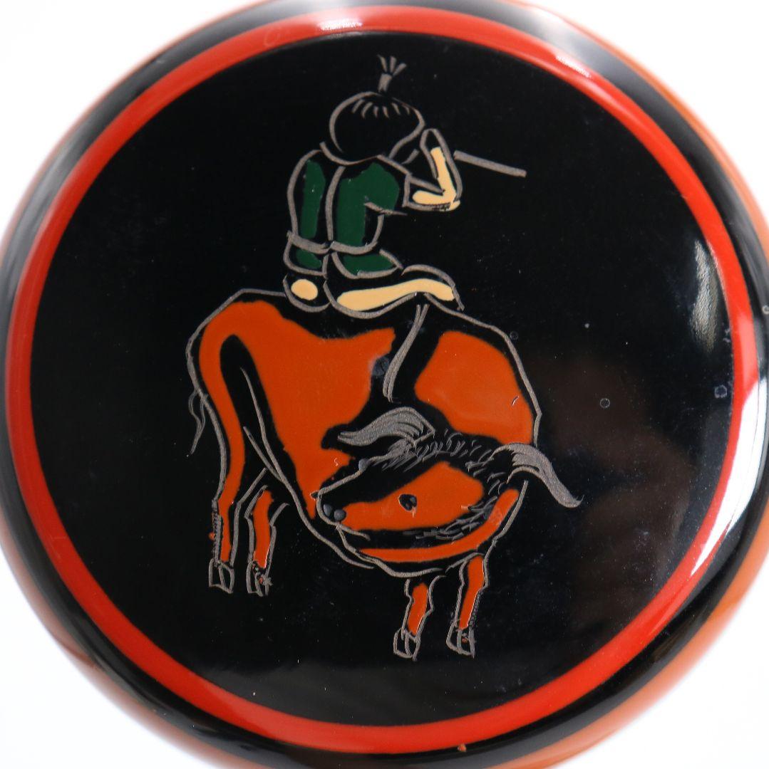 北村葵春作 唐子蒔絵 中棗 茶道具 共箱　V810