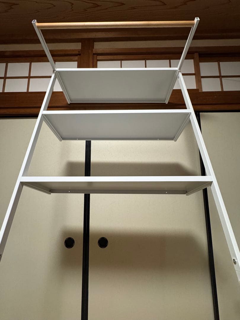 山崎実業　立て掛け ランドリーシェルフ ホワイト 約W75×D48×H190cm