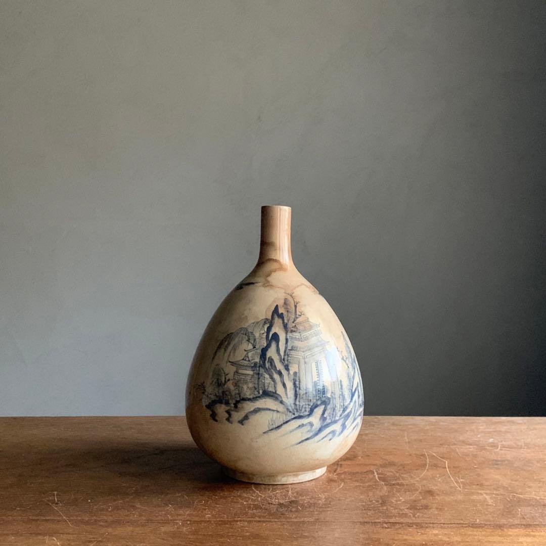 京焼 錦光山 大徳利 古美術 古道具 古清水焼 染付 酒器 アンティーク