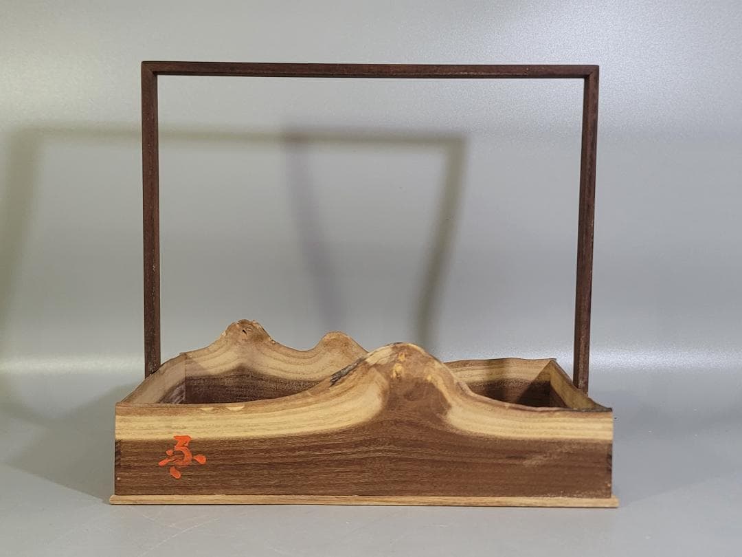 茶道具 京漆 普賢造 手付 桑 遠山 煙草盆 共箱 美品 DT394