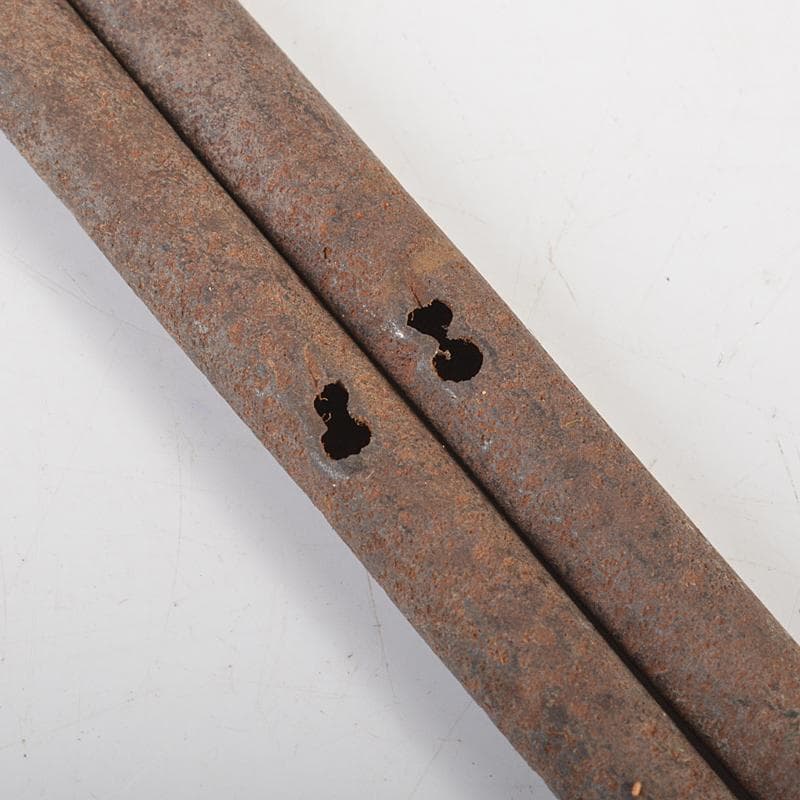 茶道具　釜師　庄司儀兵衛作　鉄製　瓢箪透火箸　共箱　V　R7201