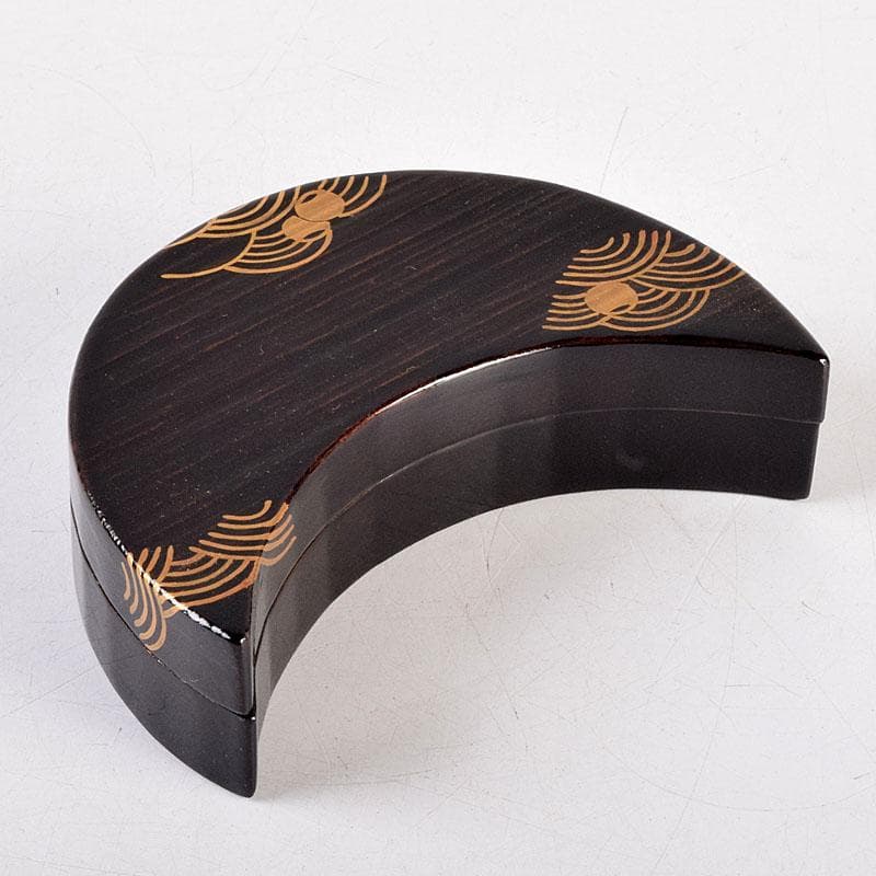 茶道具　道場宗廣作　黒一関塗　惺斉好　青海波壷々　月香合　共箱　Z　8551