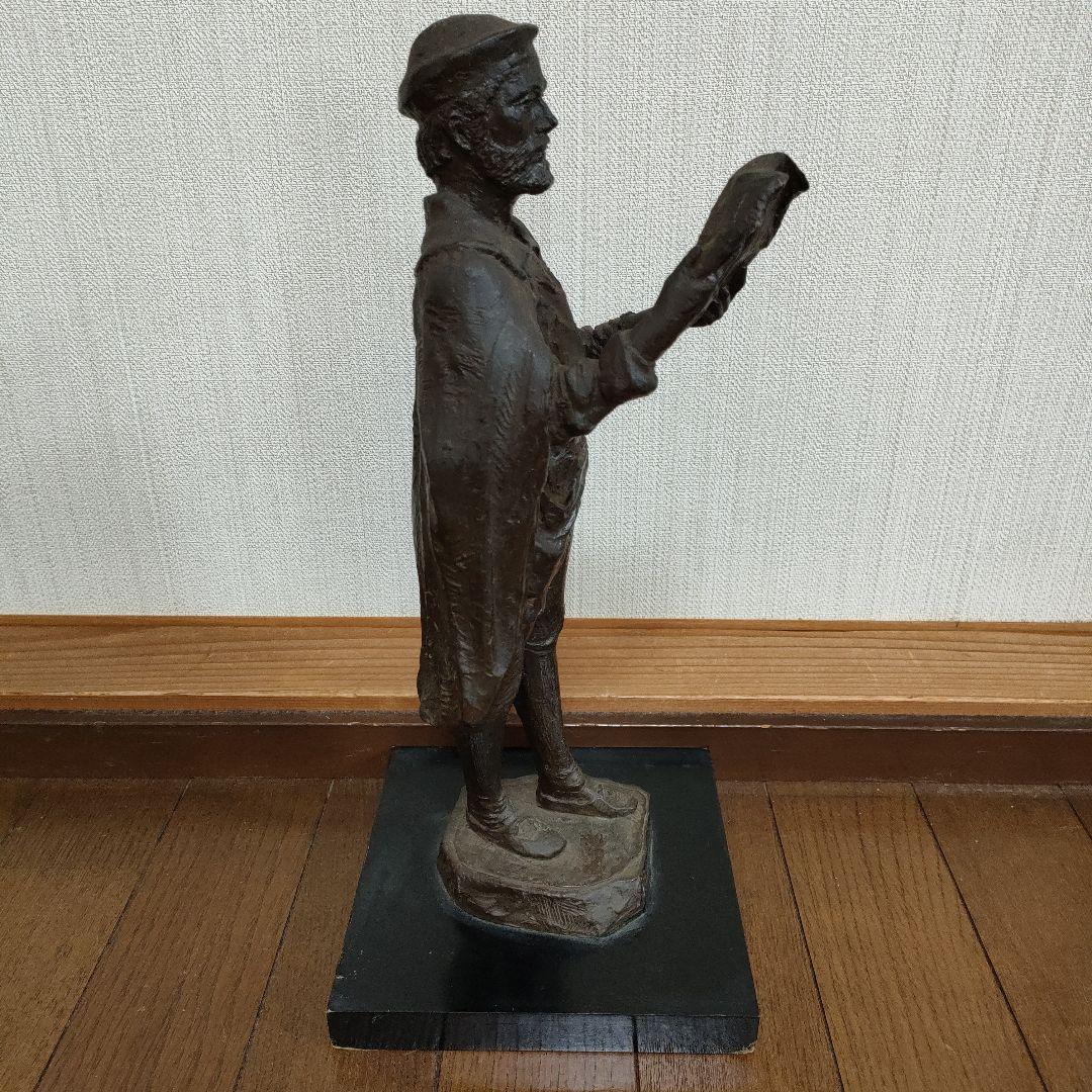 島村俊和作 ブロンズ製ヨハネス・グーテンベルク像 1987年制作 高36.5cm