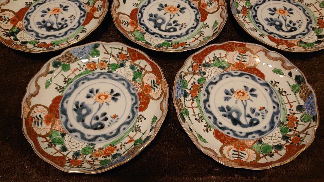 大聖寺伊万里　古伊万里　伊万里　中皿　7寸皿　蔵出し　5客