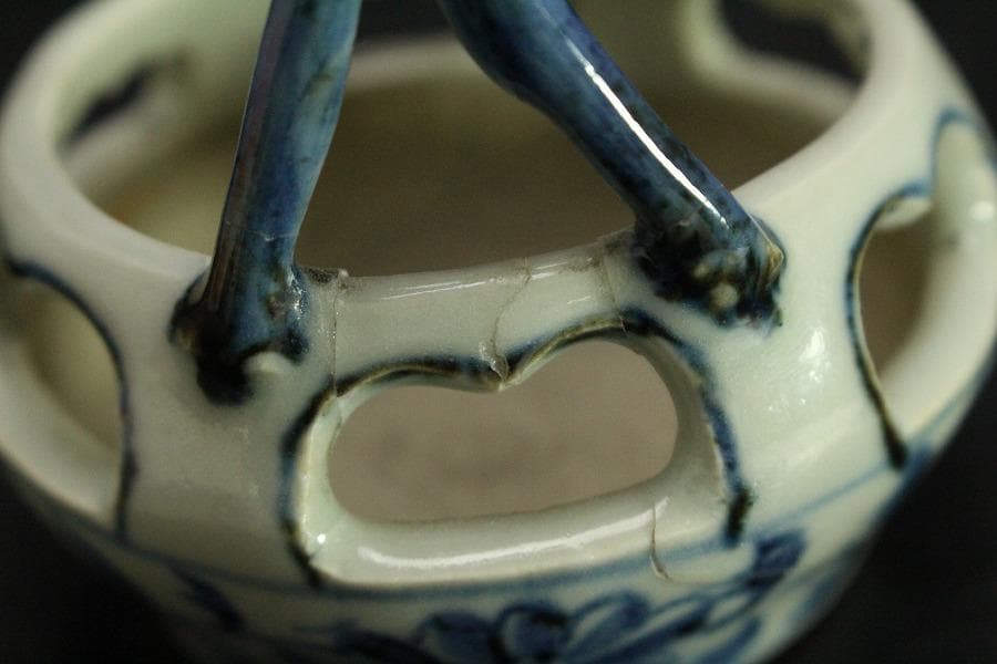 中国美術 青花 手付 器(HA512)