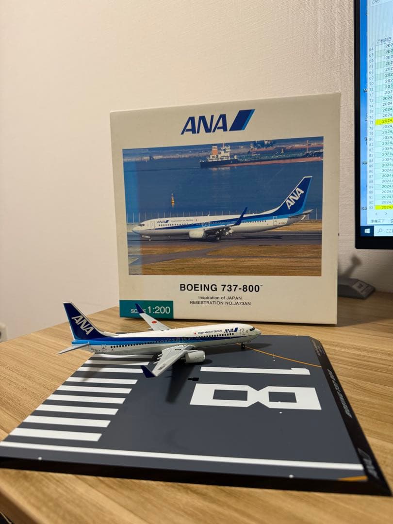 レアANA B737-800 JA73AN 1/200モデル(滑走路付き)