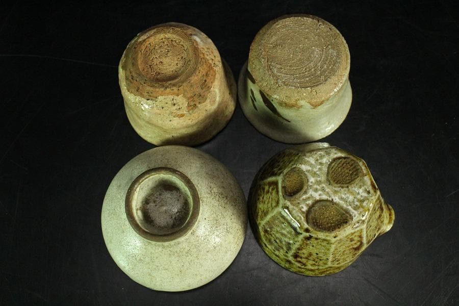 古い 唐津 萩 益子 ぐい呑 四件 まとめて(K-YC380)