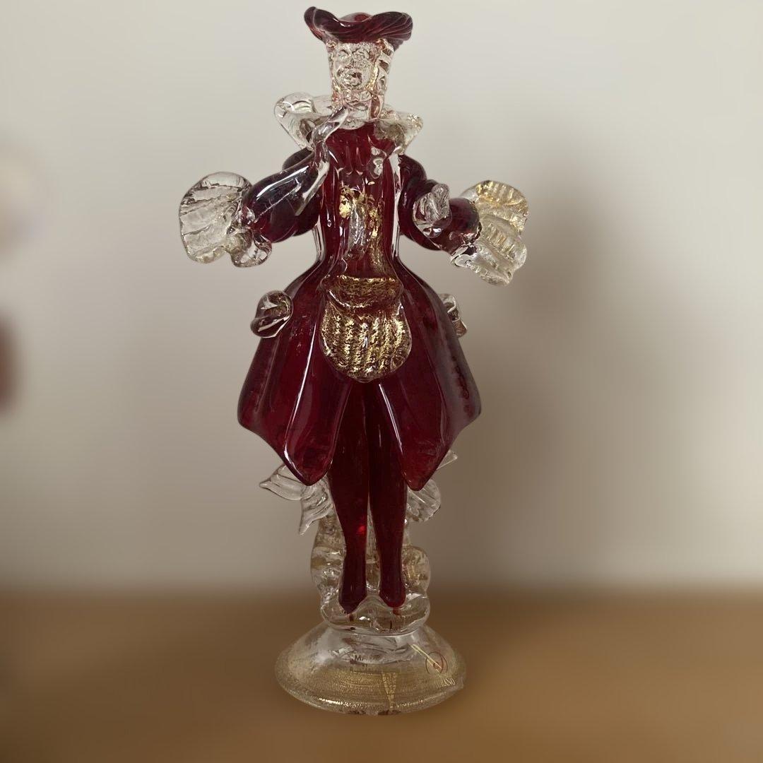 イタリア製 MADE IN MURANO赤色 男女 ヴェネツィアンガラス