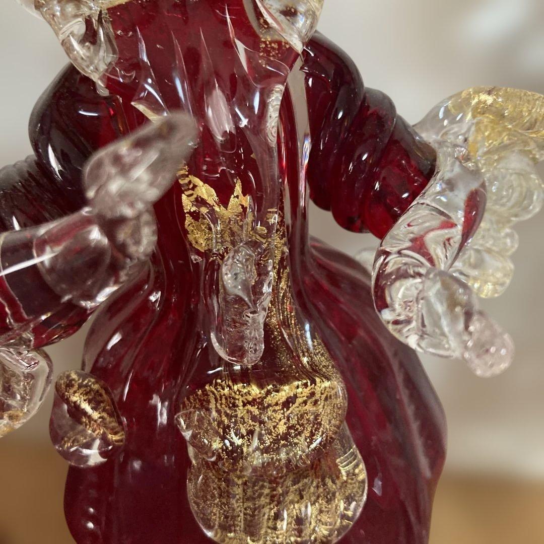 イタリア製 MADE IN MURANO赤色 男女 ヴェネツィアンガラス