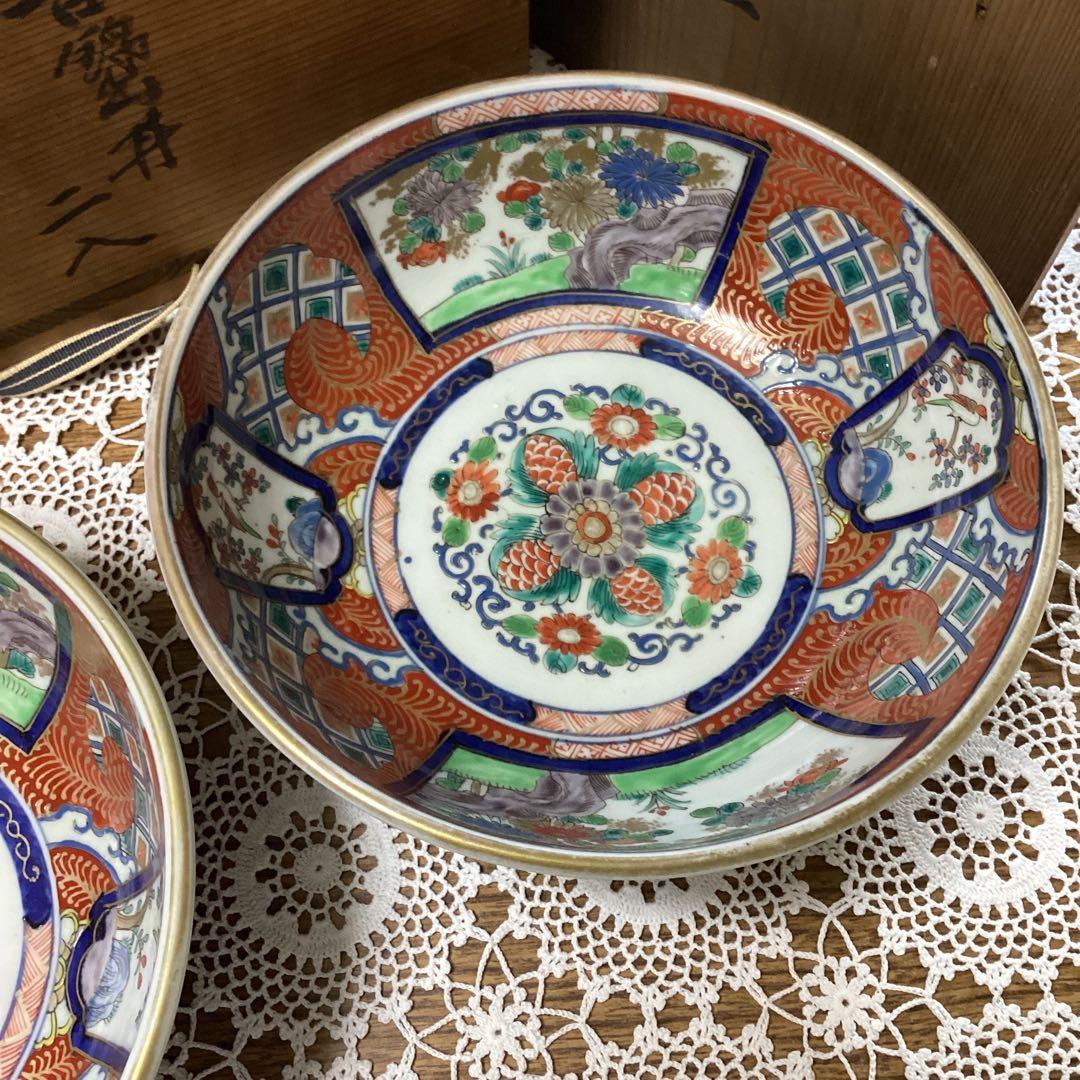 k17 古い伊万里焼　錦手　鉢　2入り