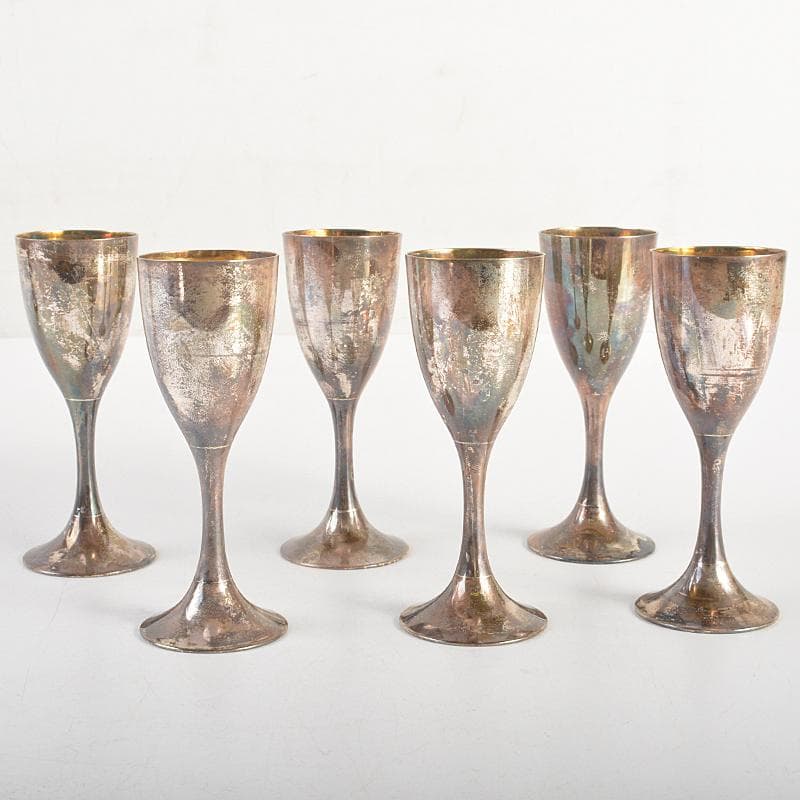 銀座和光水注トレーグラス6客銀製STERLING950約712g　KR7495B