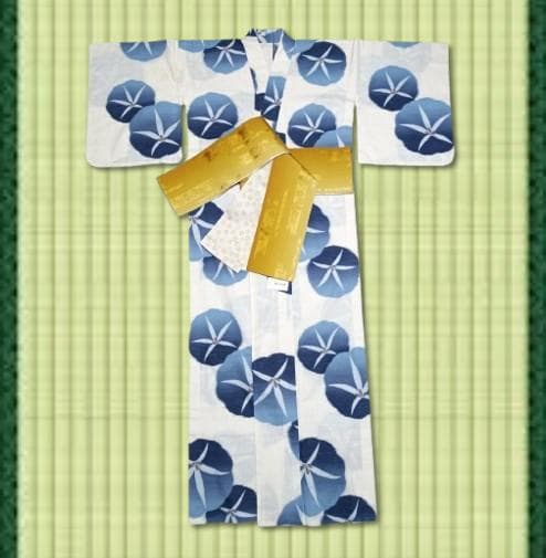 【7/28まで出品】夢工房 朝顔 アサガオ 浴衣・帯セット