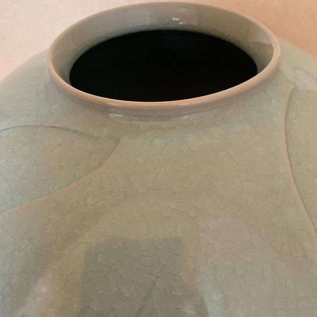 肥後高田焼　青木修の彫紋壷