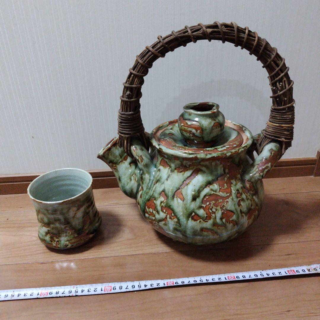 巨大陶器製急須と巨大湯呑みセット 森山焼