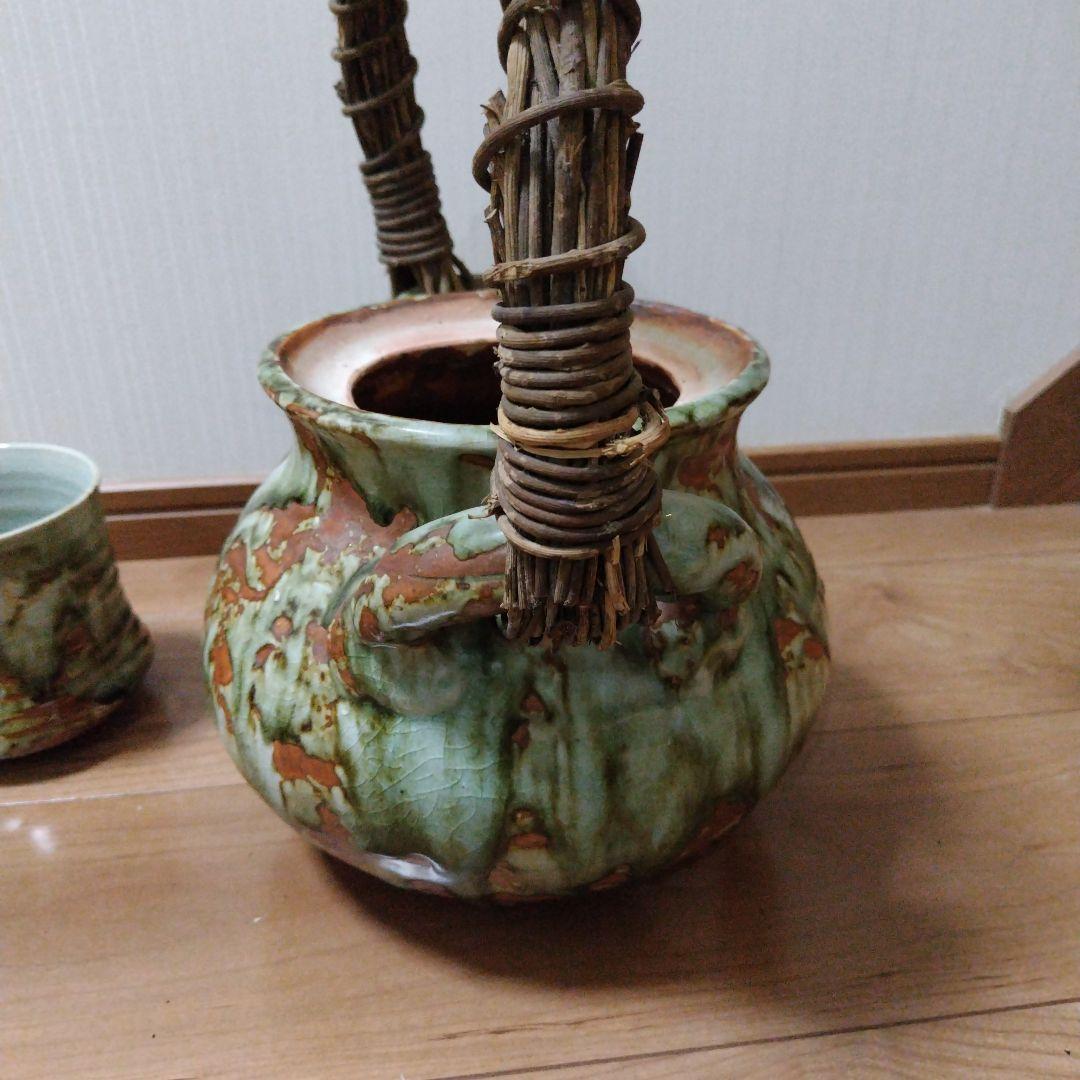 巨大陶器製急須と巨大湯呑みセット 森山焼