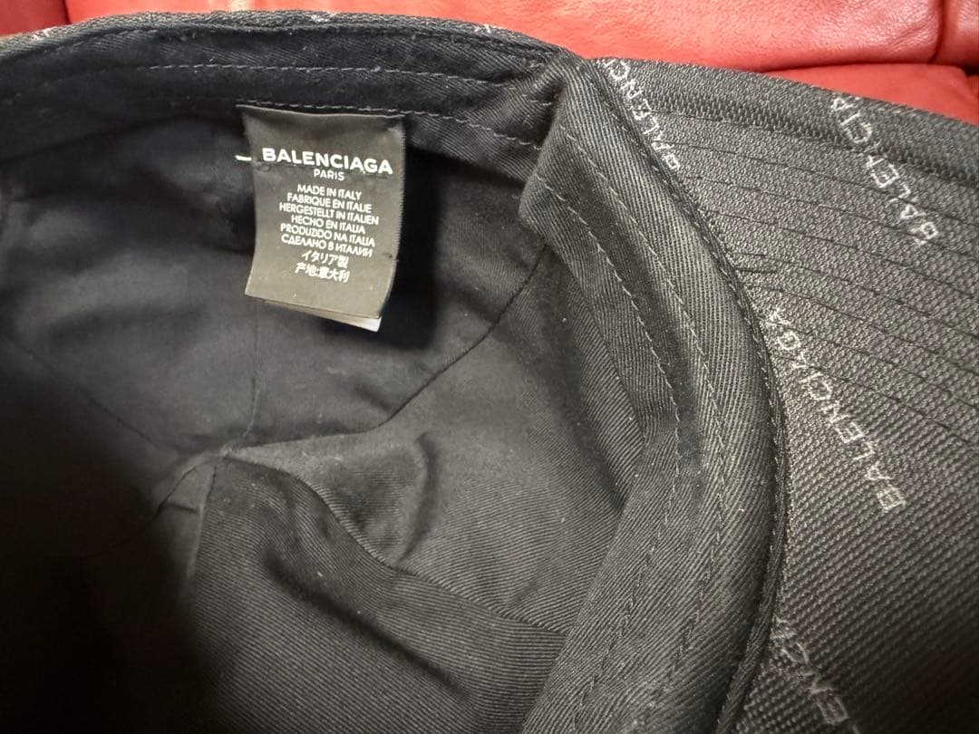 BALENCIAGA 総柄ロゴ キャップ 黒 L59 正規品 鑑定可