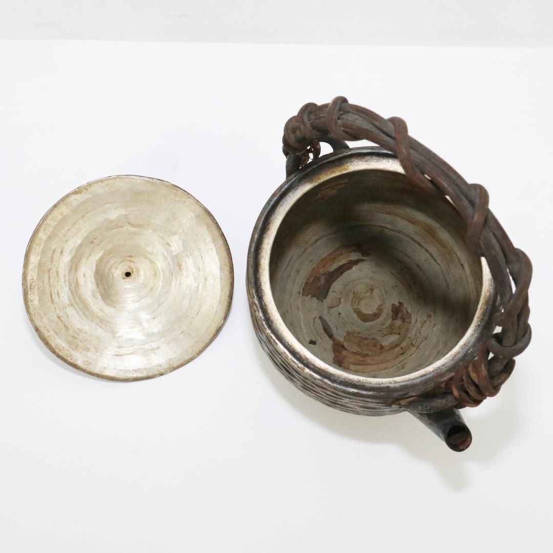 錫製　 急須　 籐提手　アンティーク