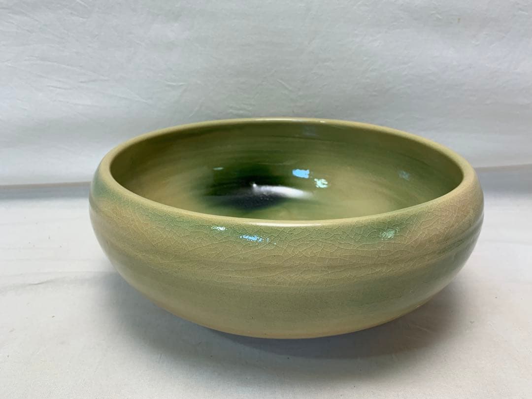 ほぼ未使用 茶道具 陶斎作 宮島焼き 平水指 陶印 塗り蓋 水差し