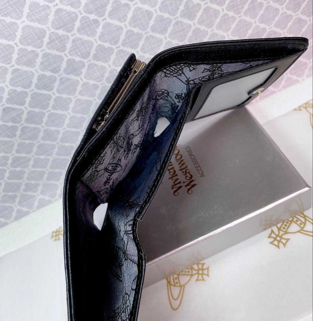 【新作✩内柄も素敵】Vivienne Westwood 三折財布 黒マット