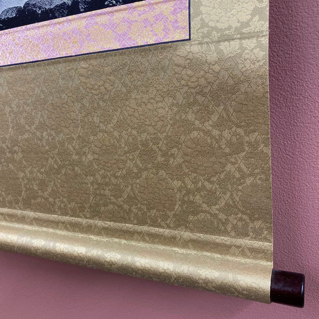 美品 掛け軸 西陣織 那智の滝 観音出現図 太巻き付 西国三十三所