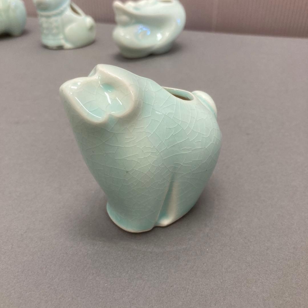 骨董品　青磁　干支　爪楊枝入れ　S128ET