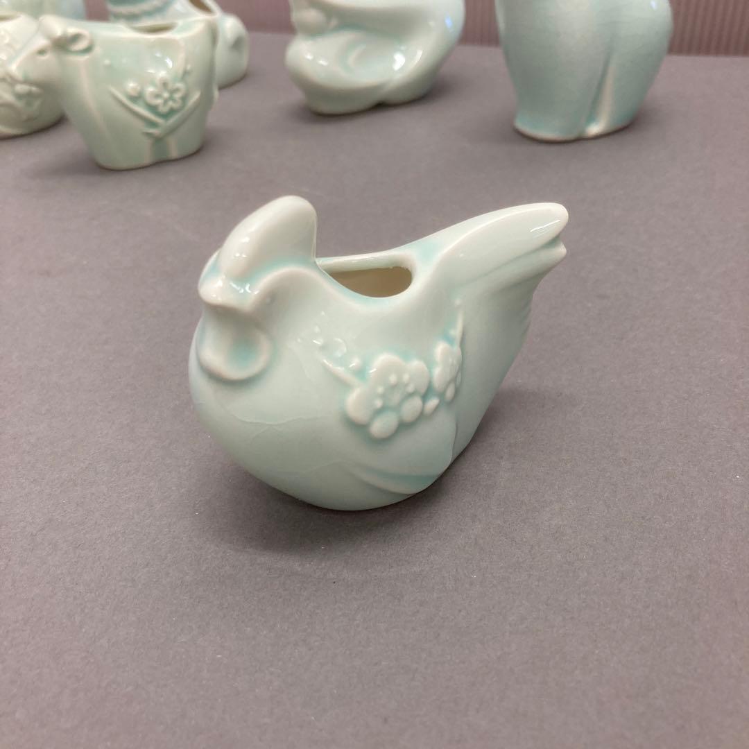 骨董品　青磁　干支　爪楊枝入れ　S128ET