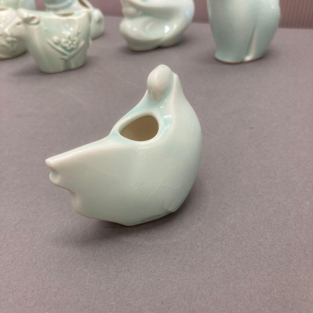 骨董品　青磁　干支　爪楊枝入れ　S128ET