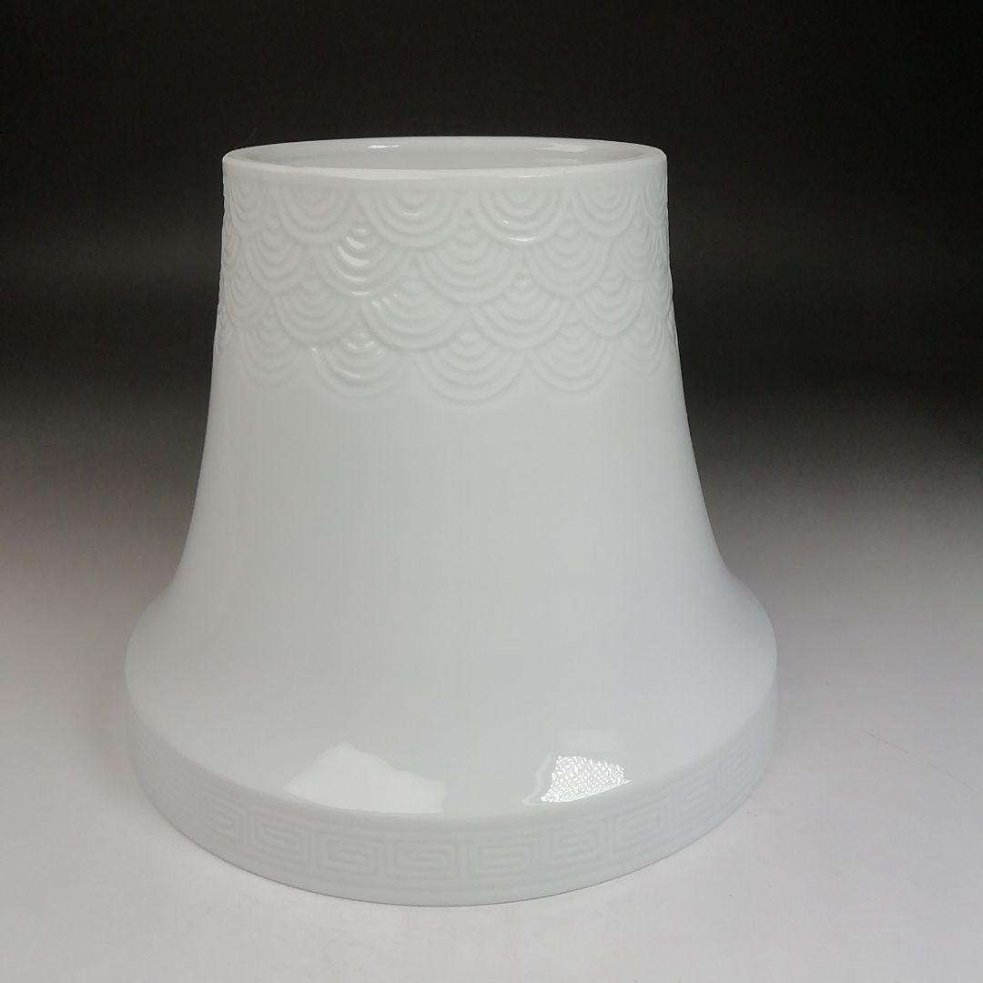 Ｗ６４　水指　『白磁　青海波』『末広水指』『横石喜助 造』　共箱　茶道具