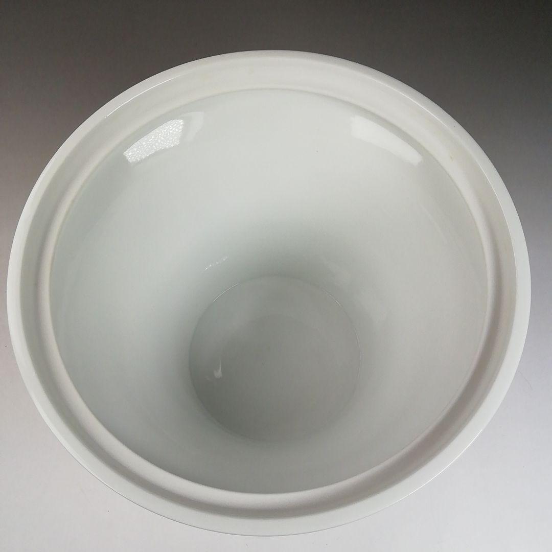 Ｗ６４　水指　『白磁　青海波』『末広水指』『横石喜助 造』　共箱　茶道具