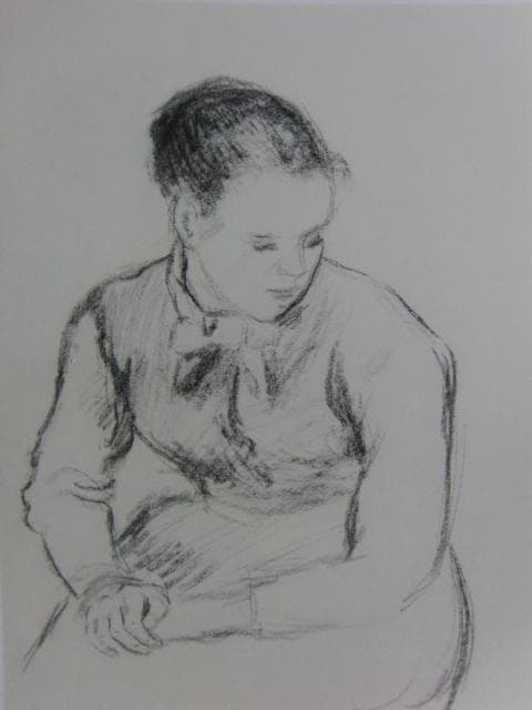 カミーユ・ピサロ【座る農家の少女】、希少な画集画、新品高級額