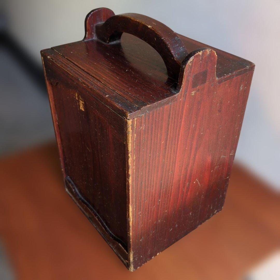 骨董品　訳あり　昔のオカモチ？木製収納箱
