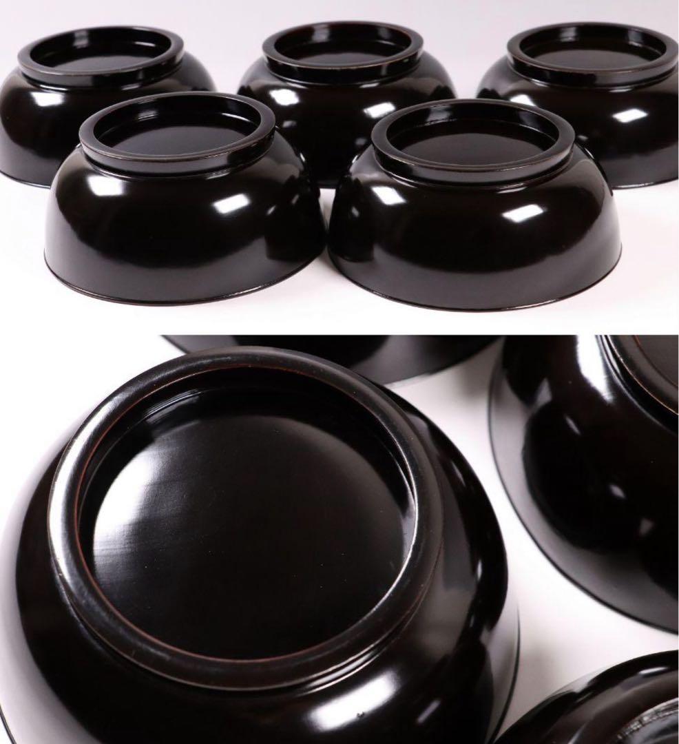 輪島塗 蔦金蒔絵 梨地 黒塗椀 五客 木製漆器 / 伝統工芸品 漆芸