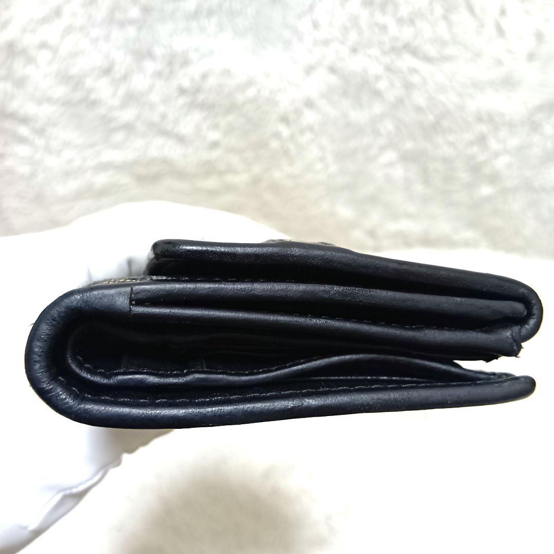クリスチャンディオール　二つ折り財布　キャンバス　レザー　シルバーロゴ　正規品