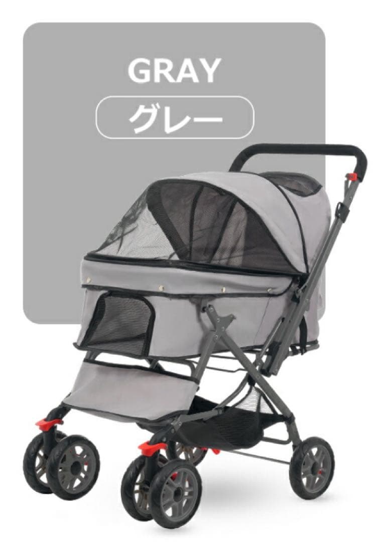 ペットカート　ペット用品　犬用品　4輪　ドッグカート　グレー