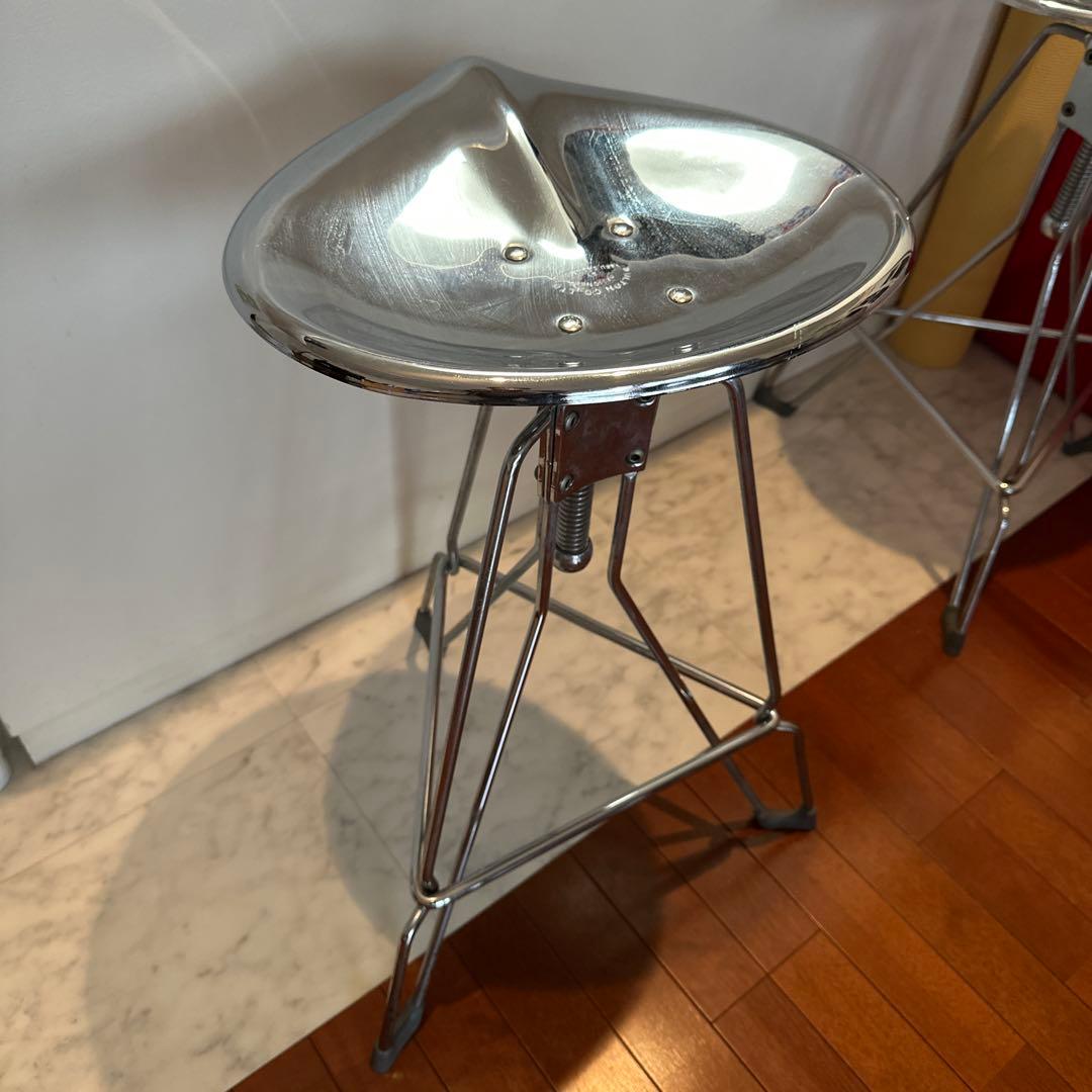 【Pina様限定】①メタル製ドロップ型スツール 高さ調整可能