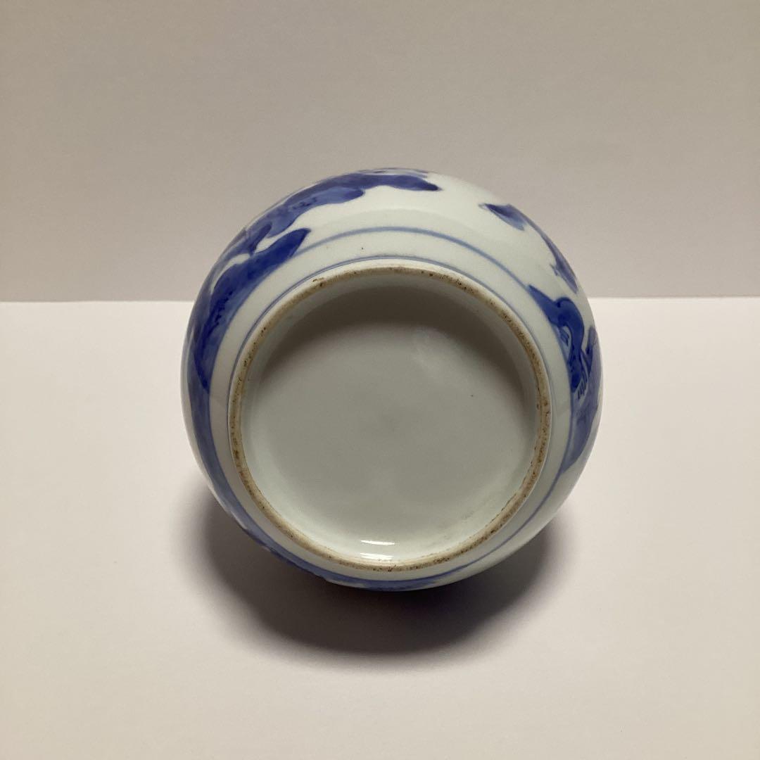 古平戸　五人唐子遊戯の図　染め付け細首徳利　鶴首徳利