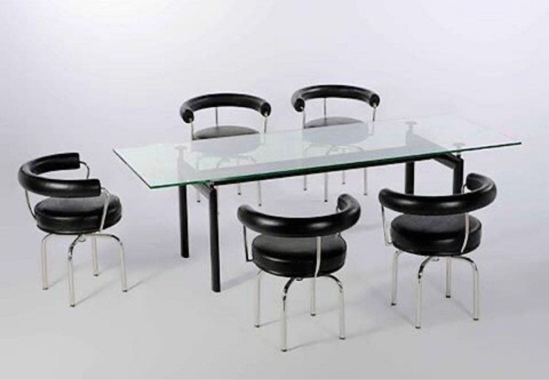 【LC6 ★引取り限定】ガラス天板ダイニングテーブル　リプロダクト品