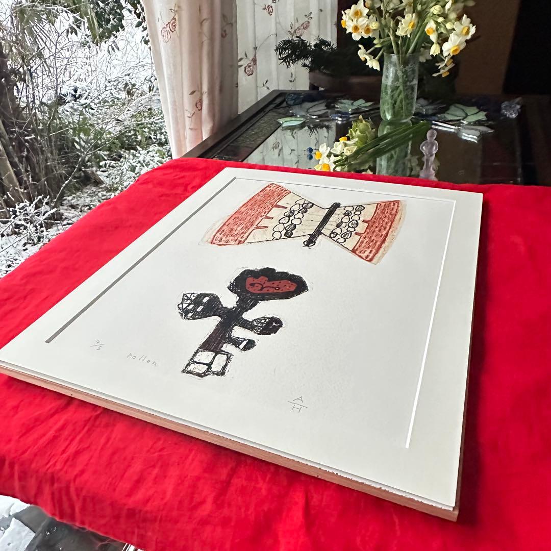 2120様感謝‼️花に蝶‼️アンドー・ヒロミ「POLLEN」限定銅版画署名