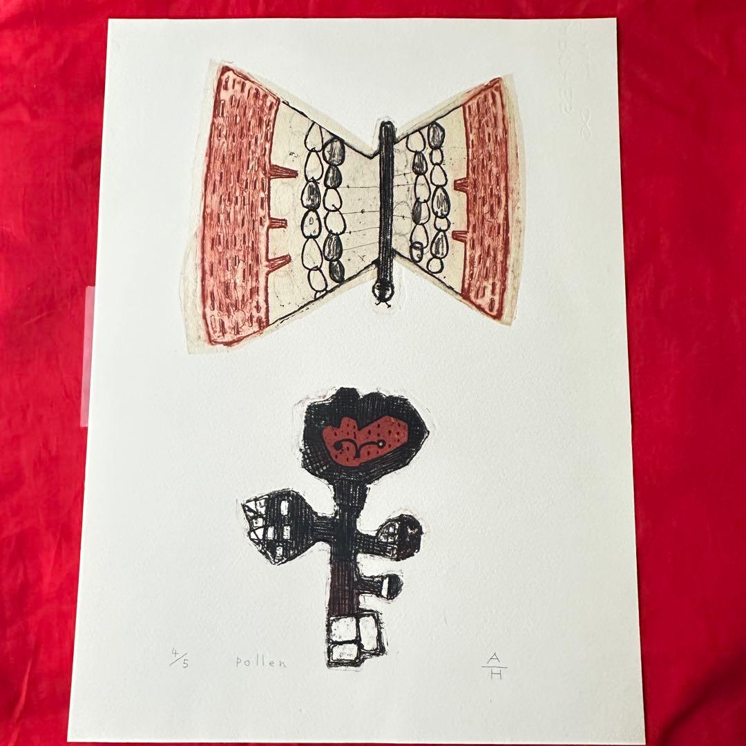 2120様感謝‼️花に蝶‼️アンドー・ヒロミ「POLLEN」限定銅版画署名