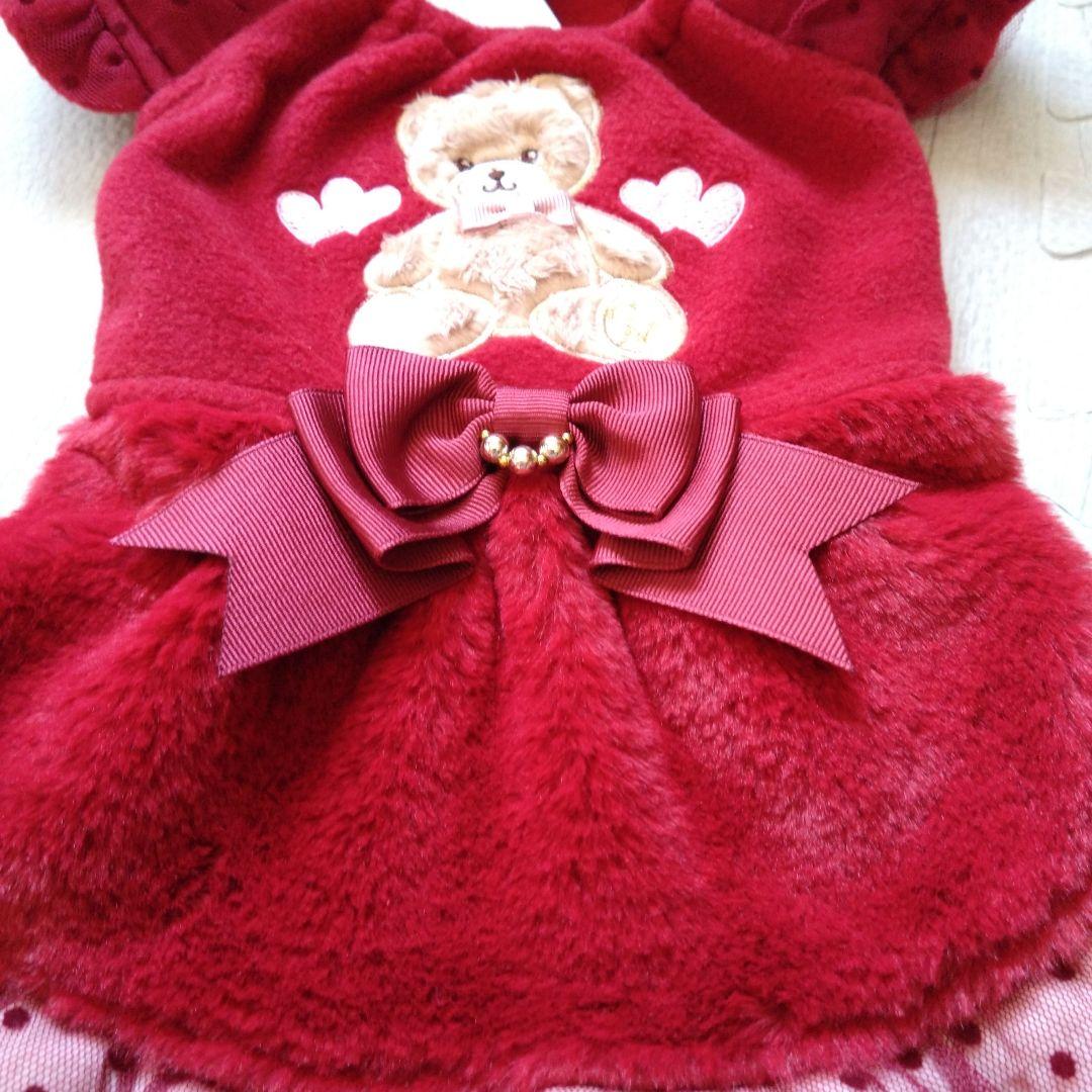 CanNanaクマ刺繍付き赤犬服