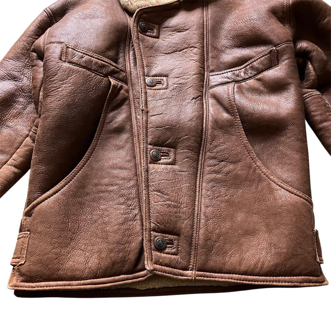 80's USA製 B3type 本革レザー ムートン ボンバーJKT L
