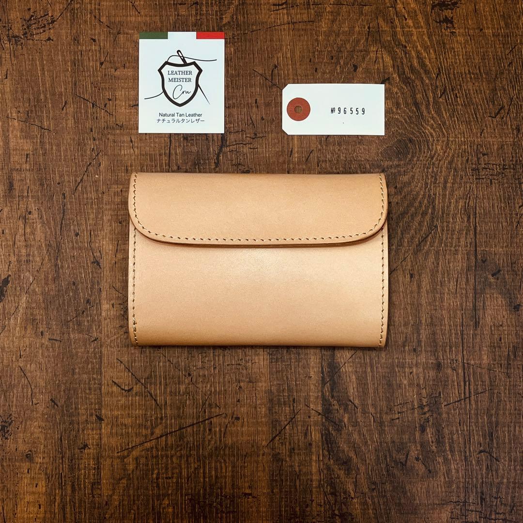 サドルレザー ヌメ革 三つ折り財布 メンズ財布 長財布 本革 ハンドメイド