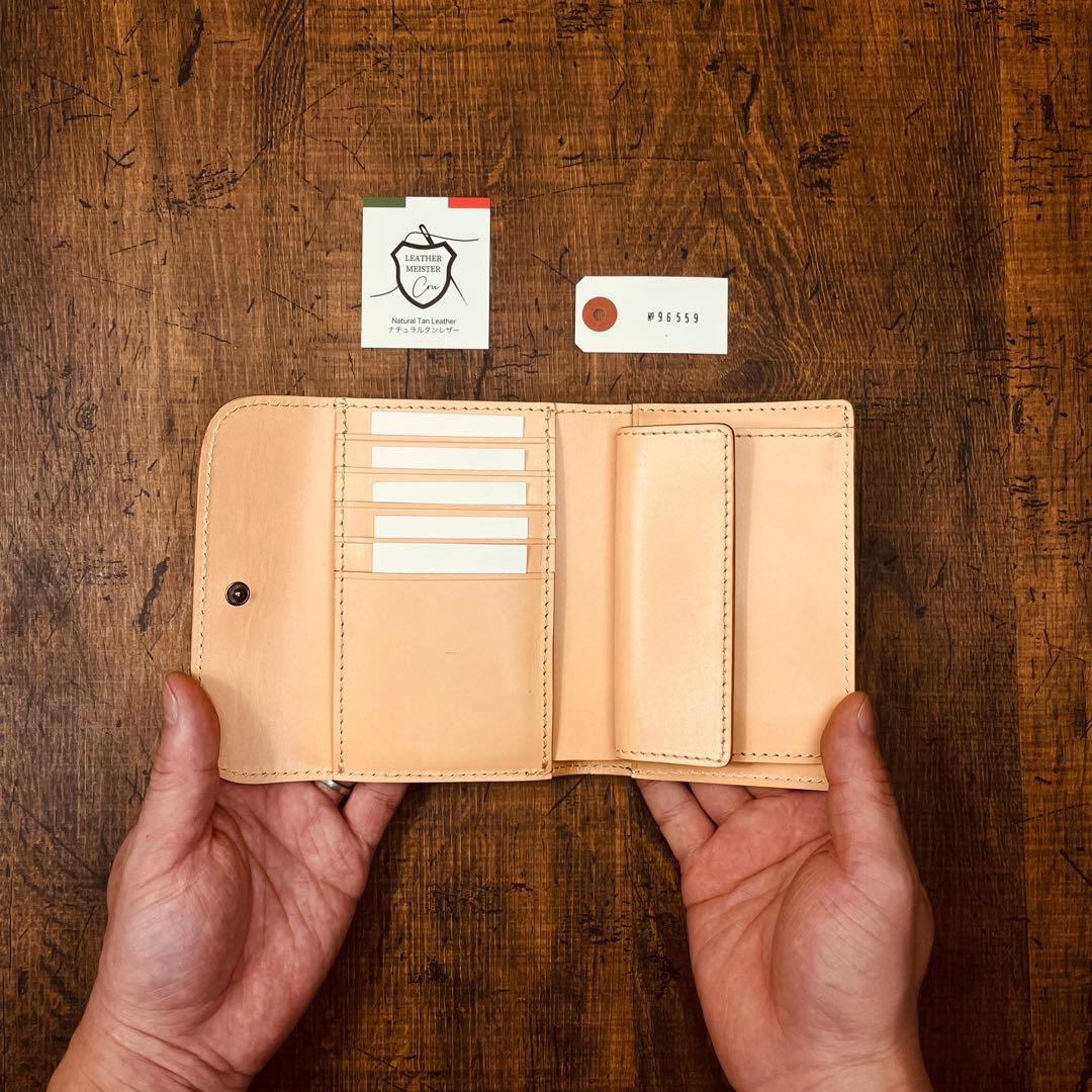 サドルレザー ヌメ革 三つ折り財布 メンズ財布 長財布 本革 ハンドメイド