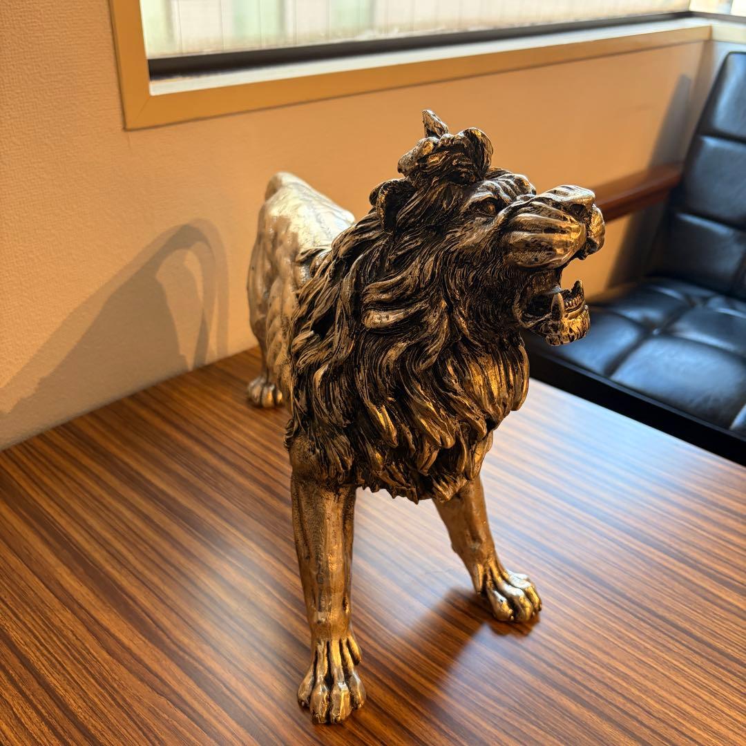 ライオン 彫刻 シルバー マツコ会議 置物 オブジェ アンティーク