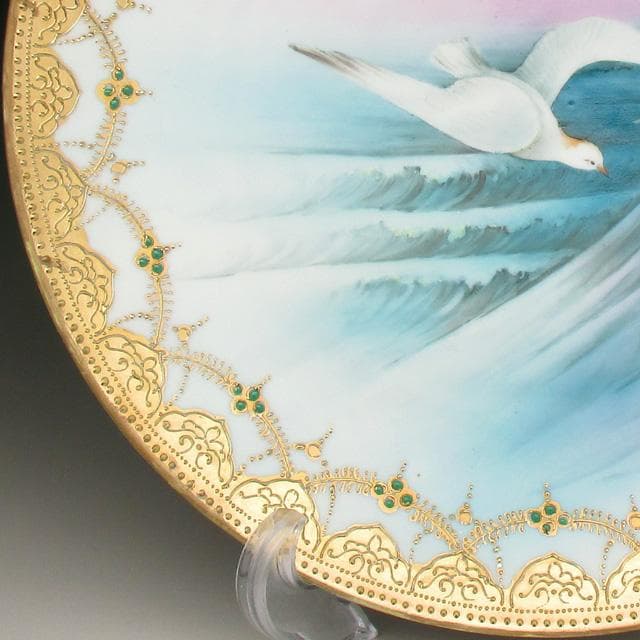 オールドノリタケ 金盛りジュール カモメ絵 プレート 27cm