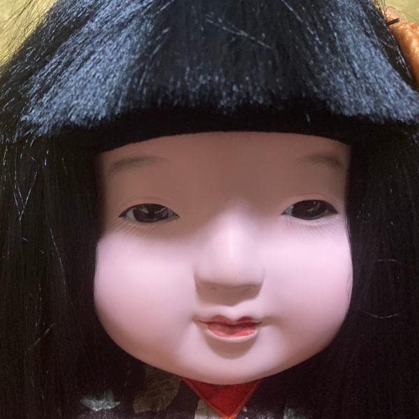 市松人形 女の子 工房朋 森重春幸作 54cm 人毛 ちりめん 日本人形