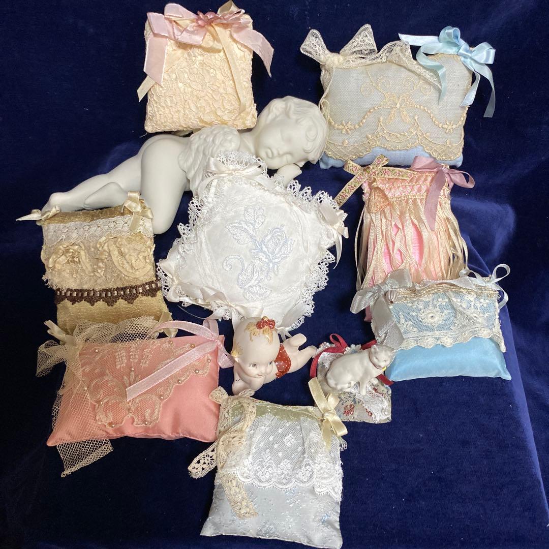 アンティークミニクッション8個グーグリベビー猫のタマちゃん