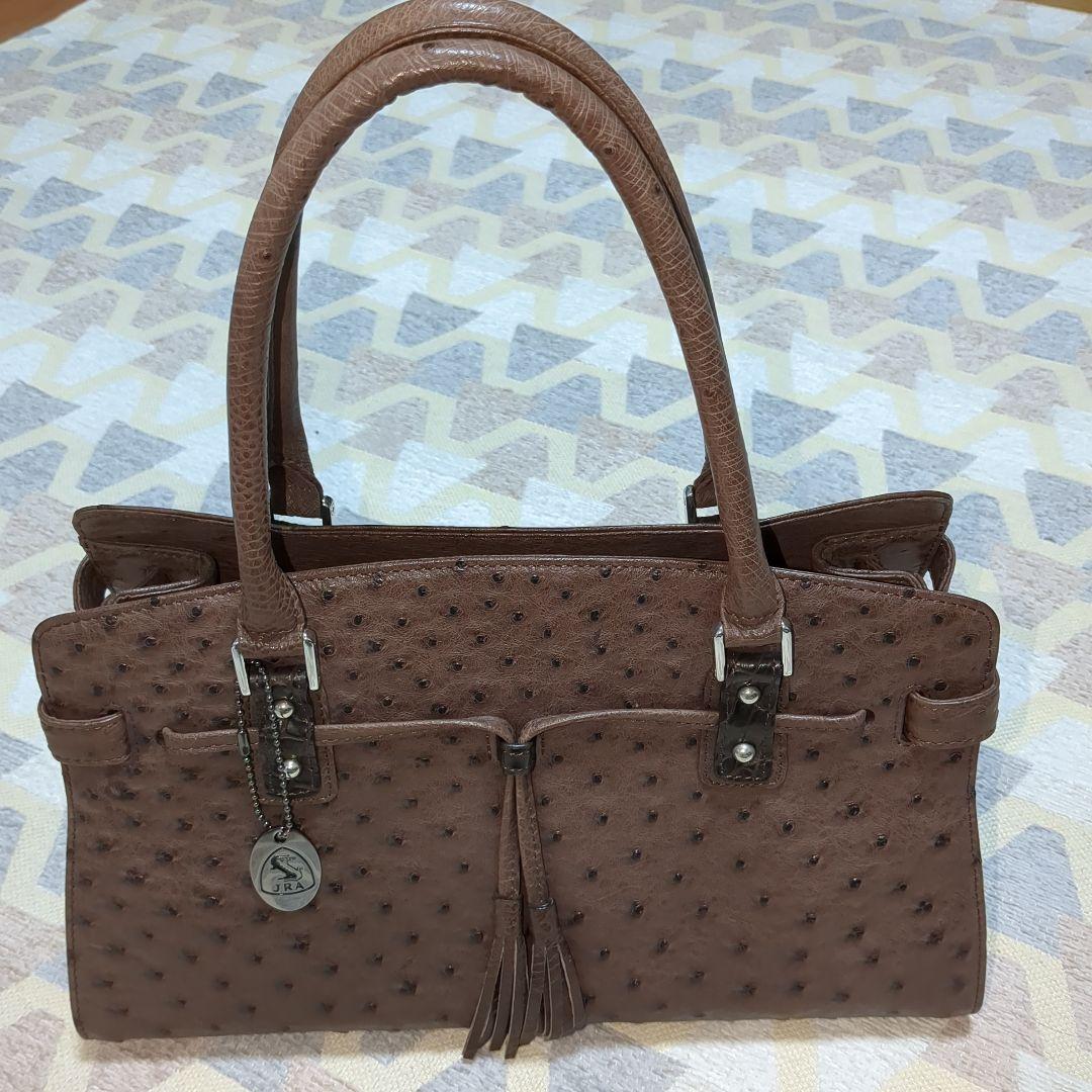 オーストリッチ　ハンドバッグ　ブラウン　JＲA　日本製