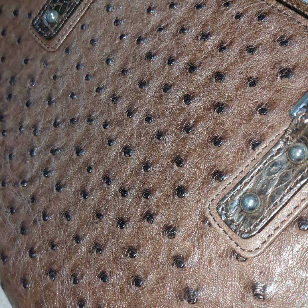 オーストリッチ　ハンドバッグ　ブラウン　JＲA　日本製