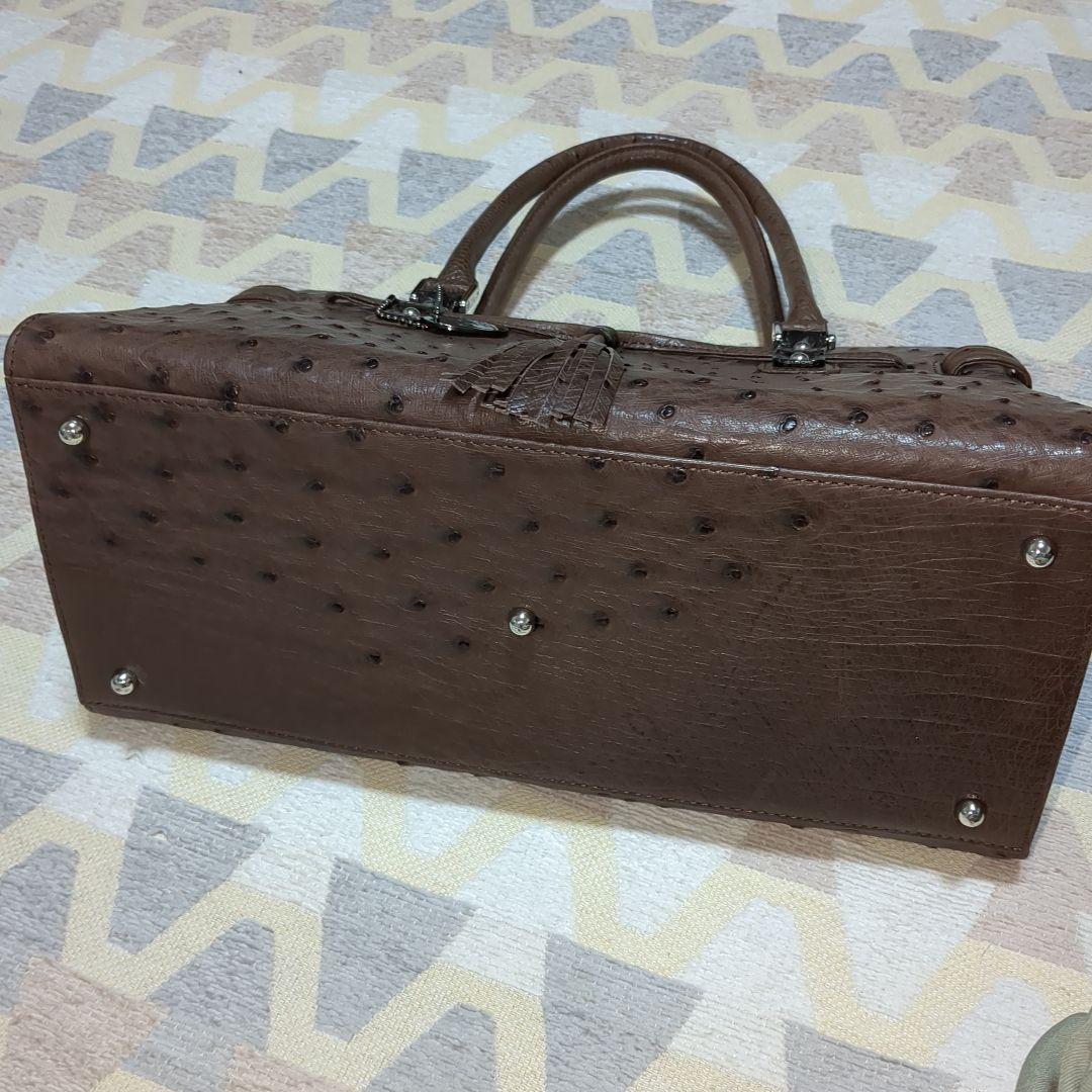 オーストリッチ　ハンドバッグ　ブラウン　JＲA　日本製